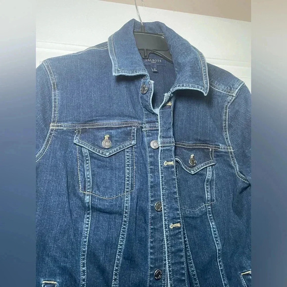 Classic Jean Jacket - Talbots Woman’s Plus Size 1X Denim Jacket Rich Deep Denim - Picture 2 of 6